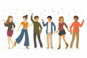 Free vector people celebrating together illustration concept