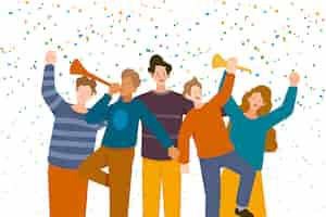 Free vector people celebrating together illustration