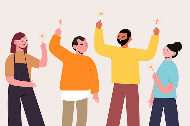 People celebrating together illustration