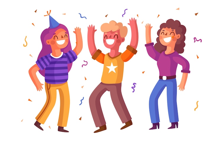 Free Vector people celebrating together at a party