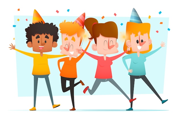 Free vector people celebrating together