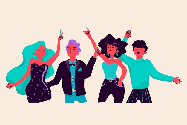 Free vector people celebrating together