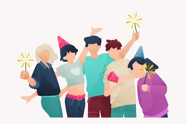 Free vector people celebrating together