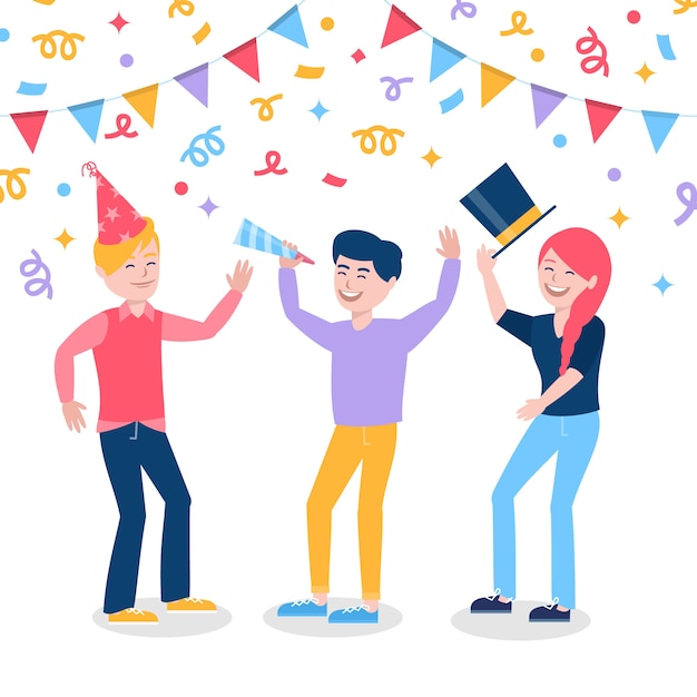 Free vector people celebrating together