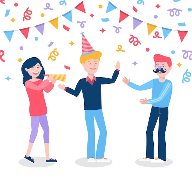 Free vector people celebrating together