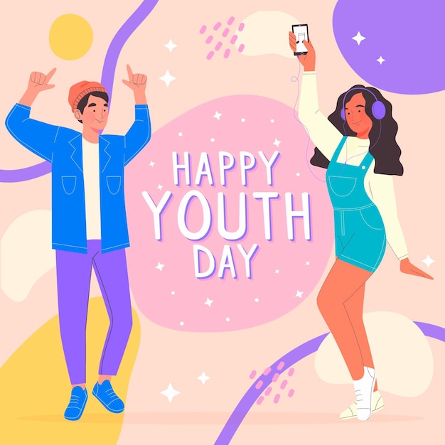 청소년의 날 그림을 축하하는 사람들