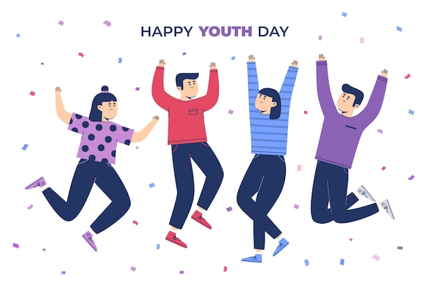 Free vector people celebrating youth day