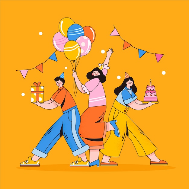 People celebration birthday illustration