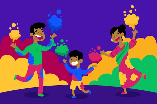 Free vector people celebration holi festival event