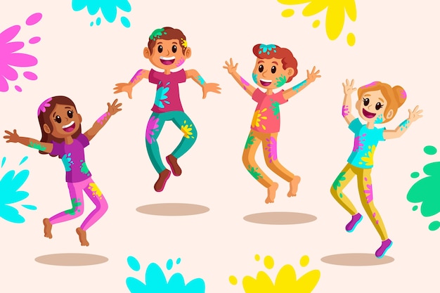 Free vector people celebration holi festival theme