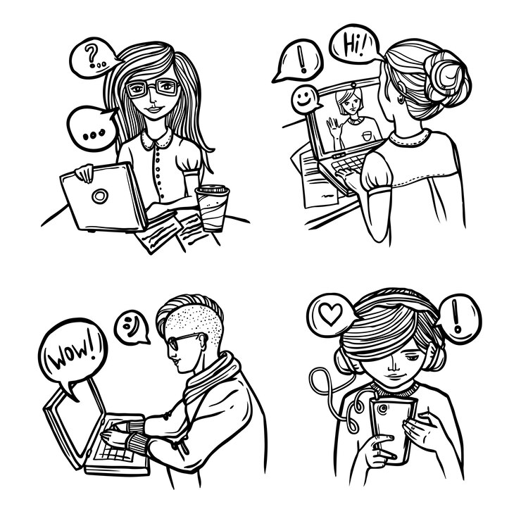 Free Vector people chat sketch