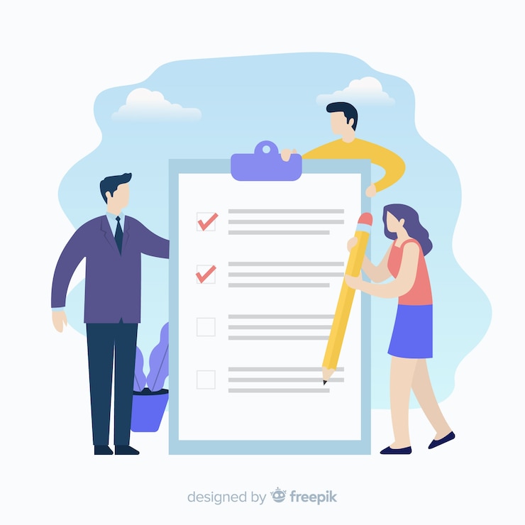 Free Vector people checking giant check list background