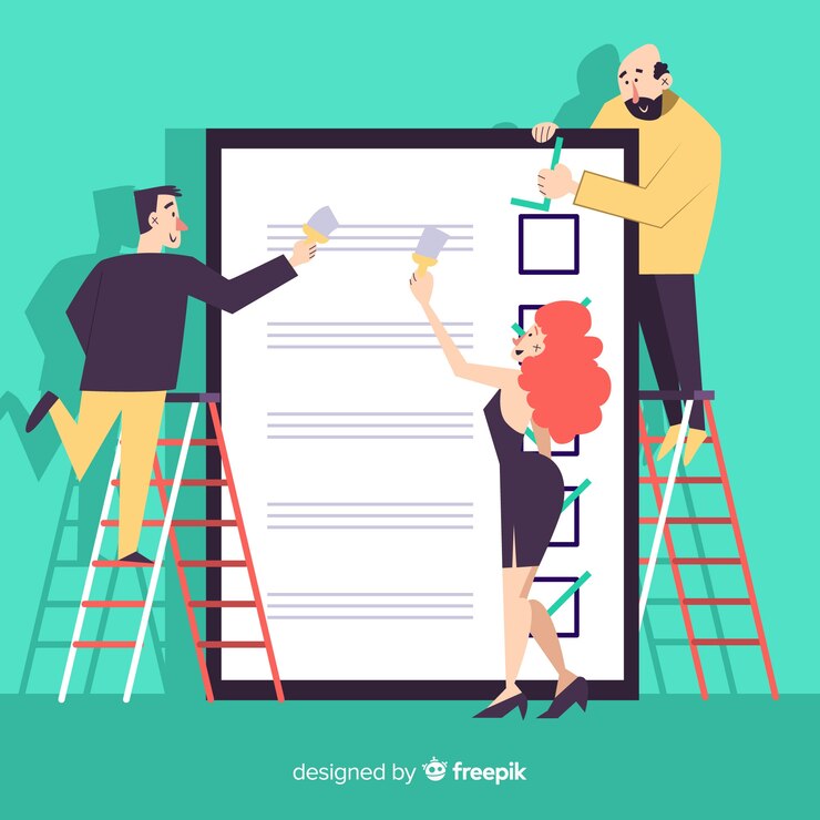 Free Vector people checking giant check list background