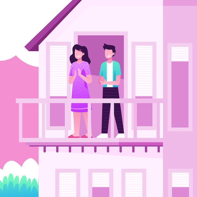 Free vector people clapping on balconies concept