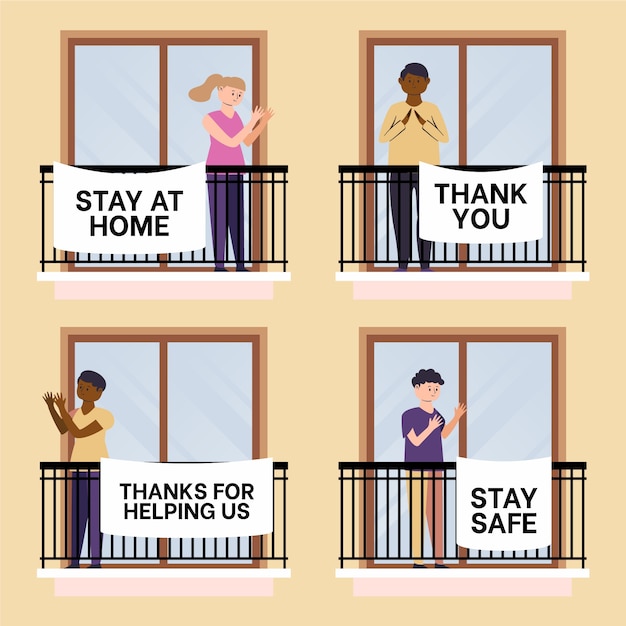 Free vector people clapping on balconies