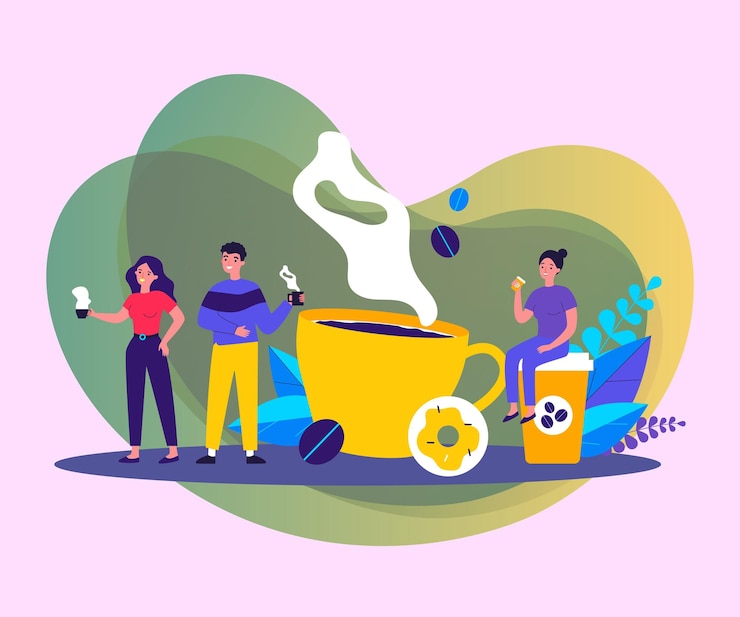 Free Vector people at coffee break flat vector illustration