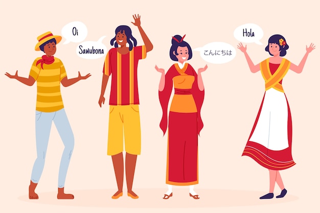 Бесплатное векторное изображение Люди общаются на разных языках