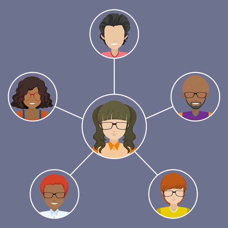 Free Vector people connected with each other