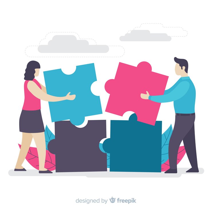 Free Vector people connecting puzzle pieces