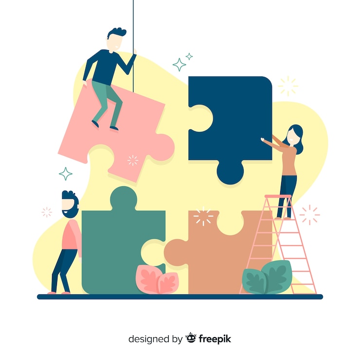 Free Vector people connecting puzzle pieces