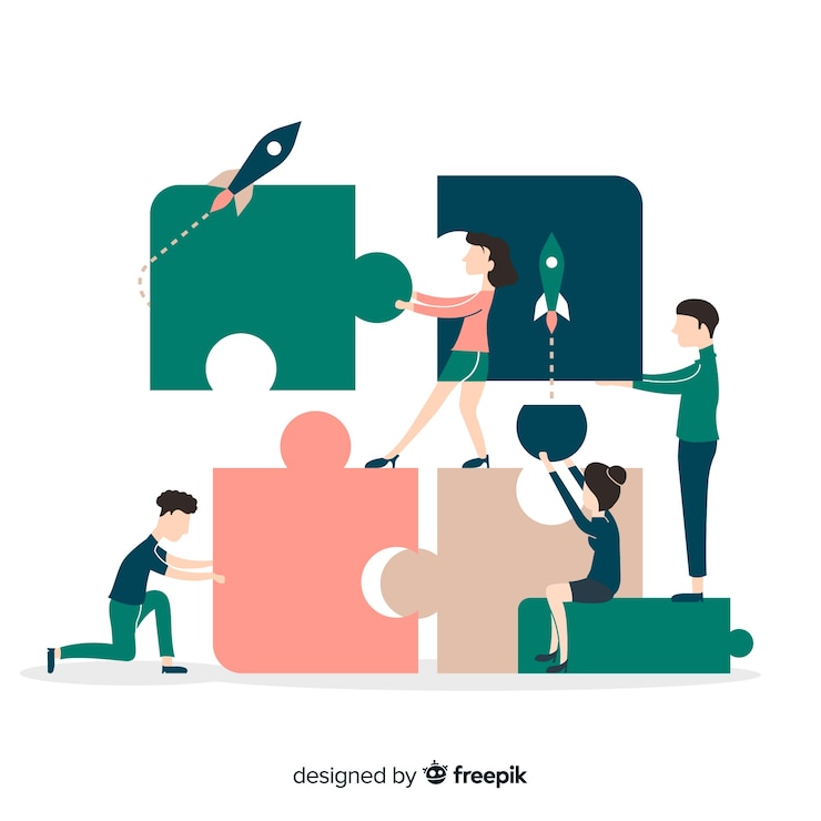 Free Vector people connecting puzzle pieces