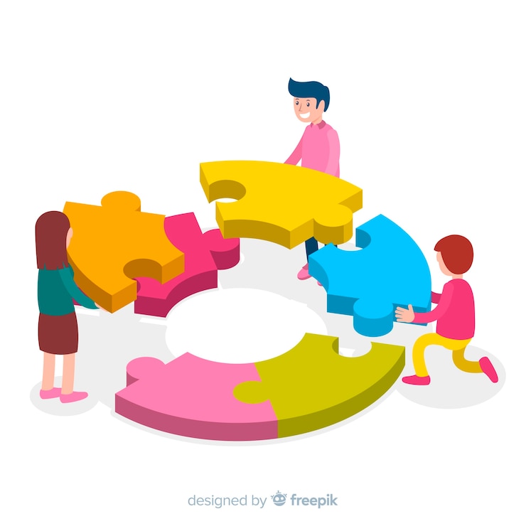 Free Vector people connecting puzzle pieces