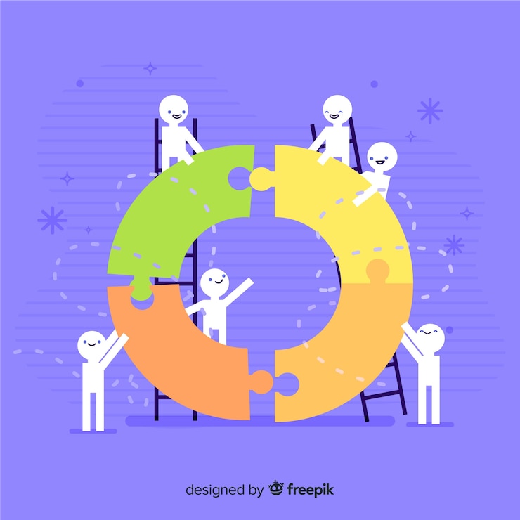 Free Vector people connecting puzzle pieces