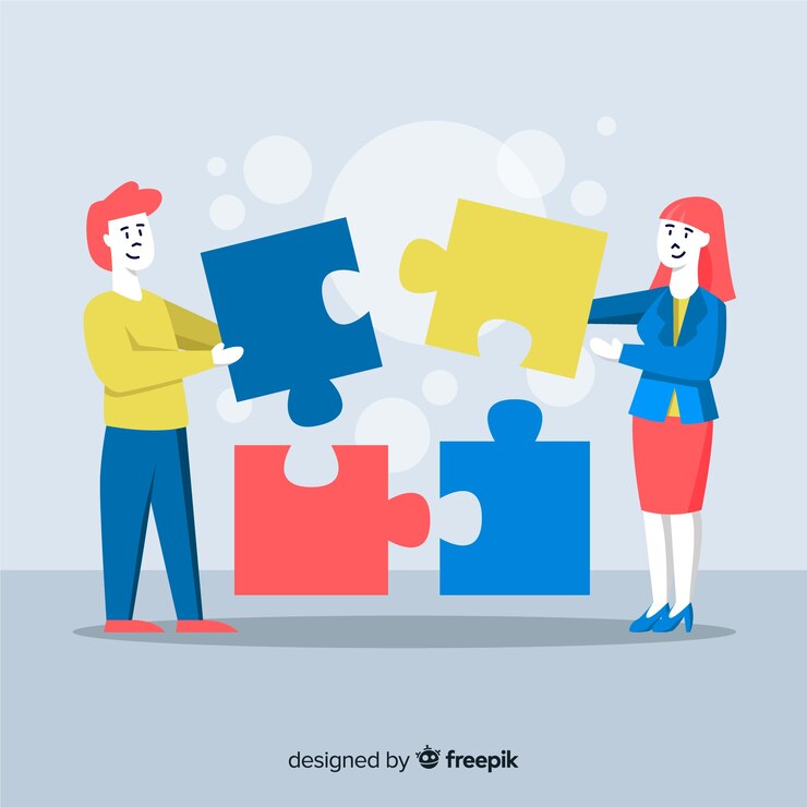 Free Vector people connecting puzzle pieces