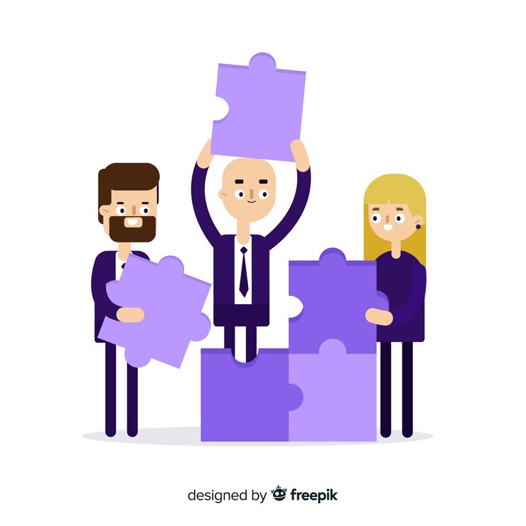 Free Vector people connecting puzzle pieces