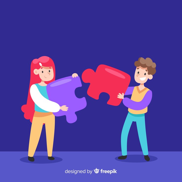 Free Vector people connecting puzzle pieces