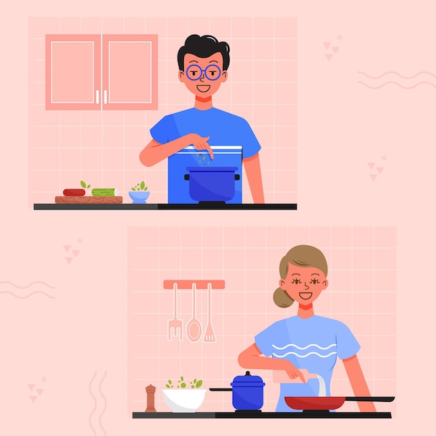 Free vector people cooking collection