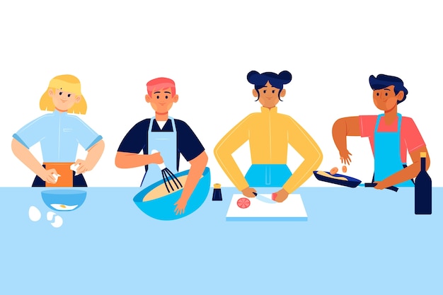 Free vector people cooking concept