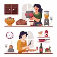 Free vector people cooking concept