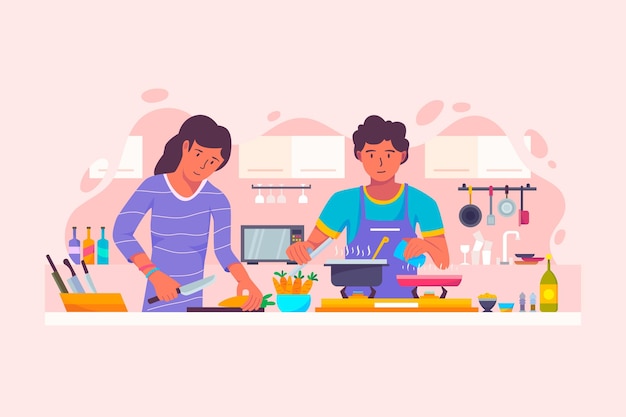 Free vector people cooking concept