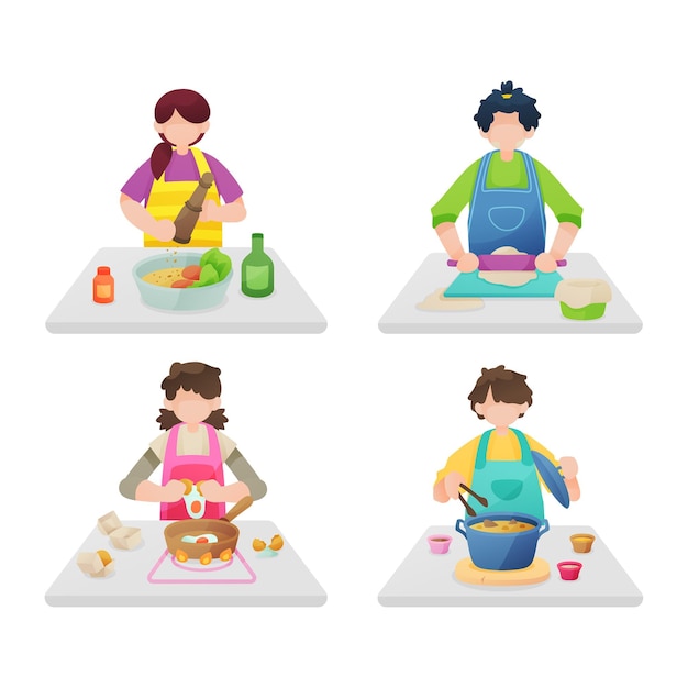 Free vector people cooking concept