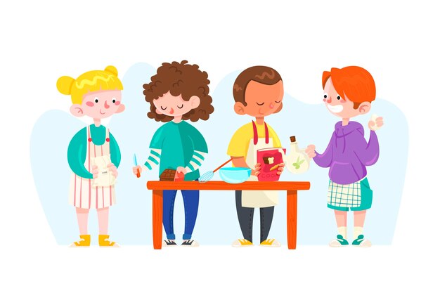 People cooking illustration concept