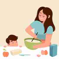 Free vector people cooking illustration