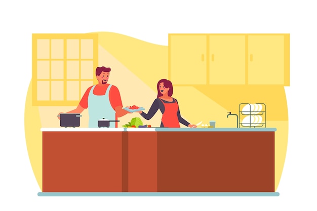 People cooking illustration