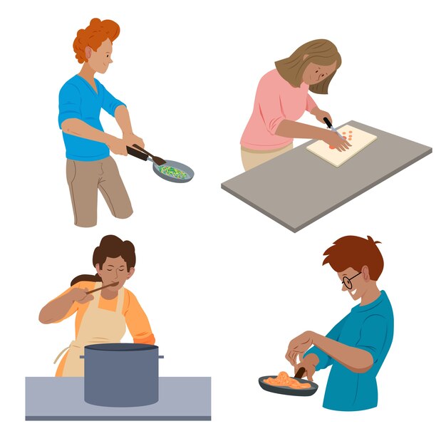 People cooking illustration