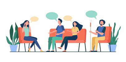Free vector people counseling with psychologist isolated flat vector illustration. cartoon medical doctor talking with patients at psychotherapist session. group therapy and addiction concept