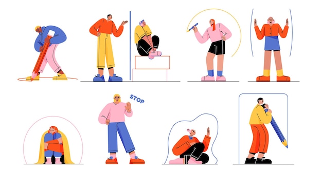 Free vector people create personal space privacy and boundary