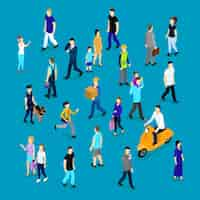 Free vector people in crowd isometric collection