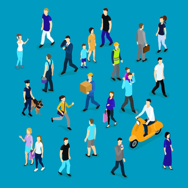 People In Crowd Isometric Collection