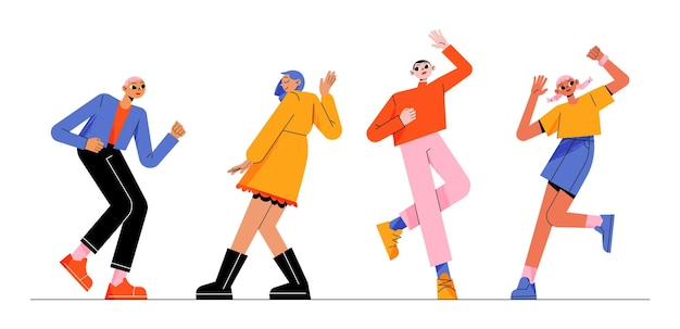 Free vector people dance moving body at music disco party
