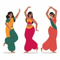 Free vector people dancing bollywood concept