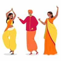 Free vector people dancing bollywood illustrated