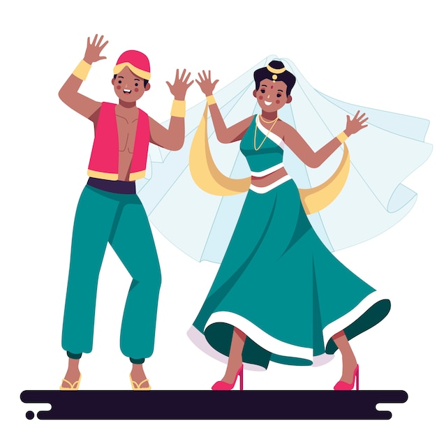 People dancing bollywood illustration