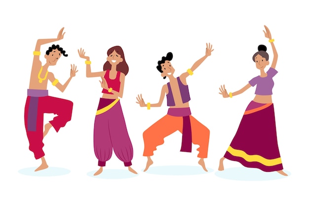 Free vector people dancing bollywood theme