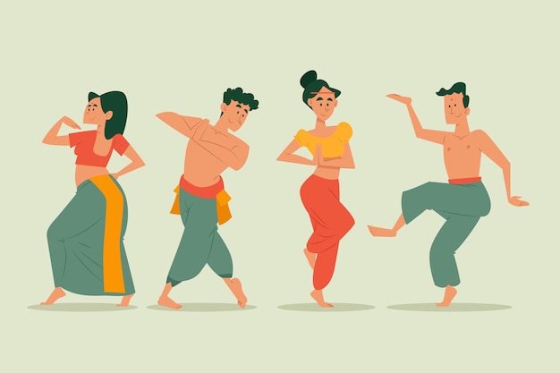 Free vector people dancing bollywood together