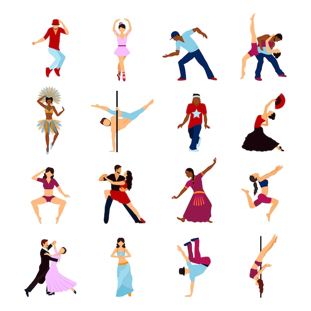 Free vector people dancing set